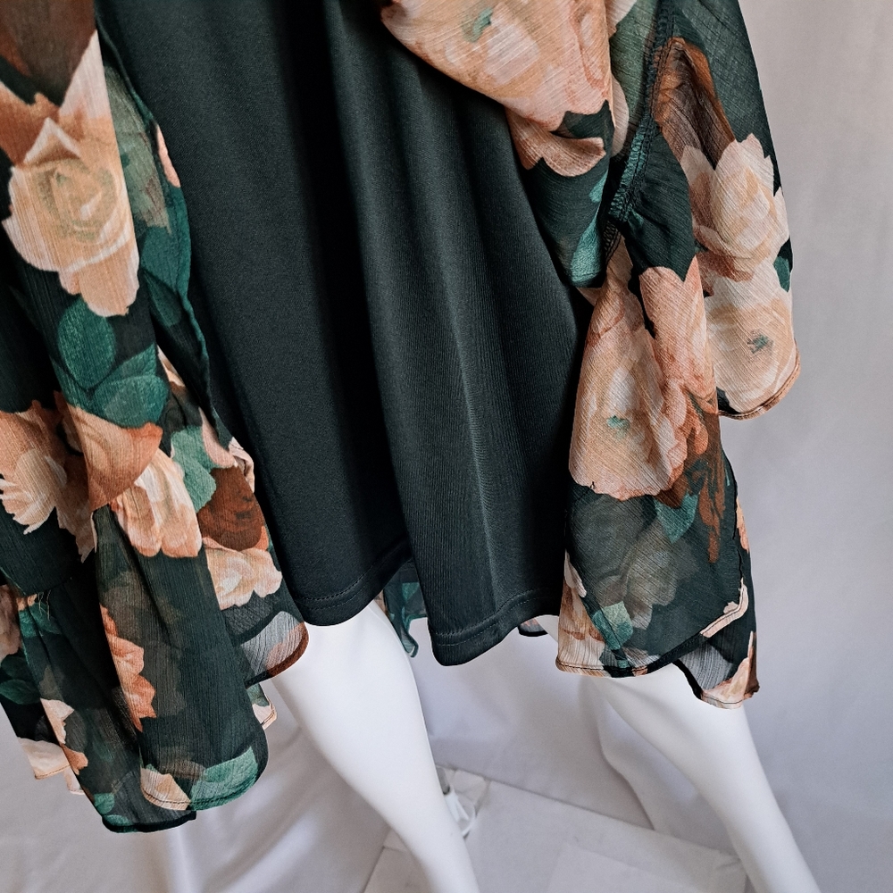 Calvin Klein Floral High-Low Dress - Black and Tan - Picture 8 of 16